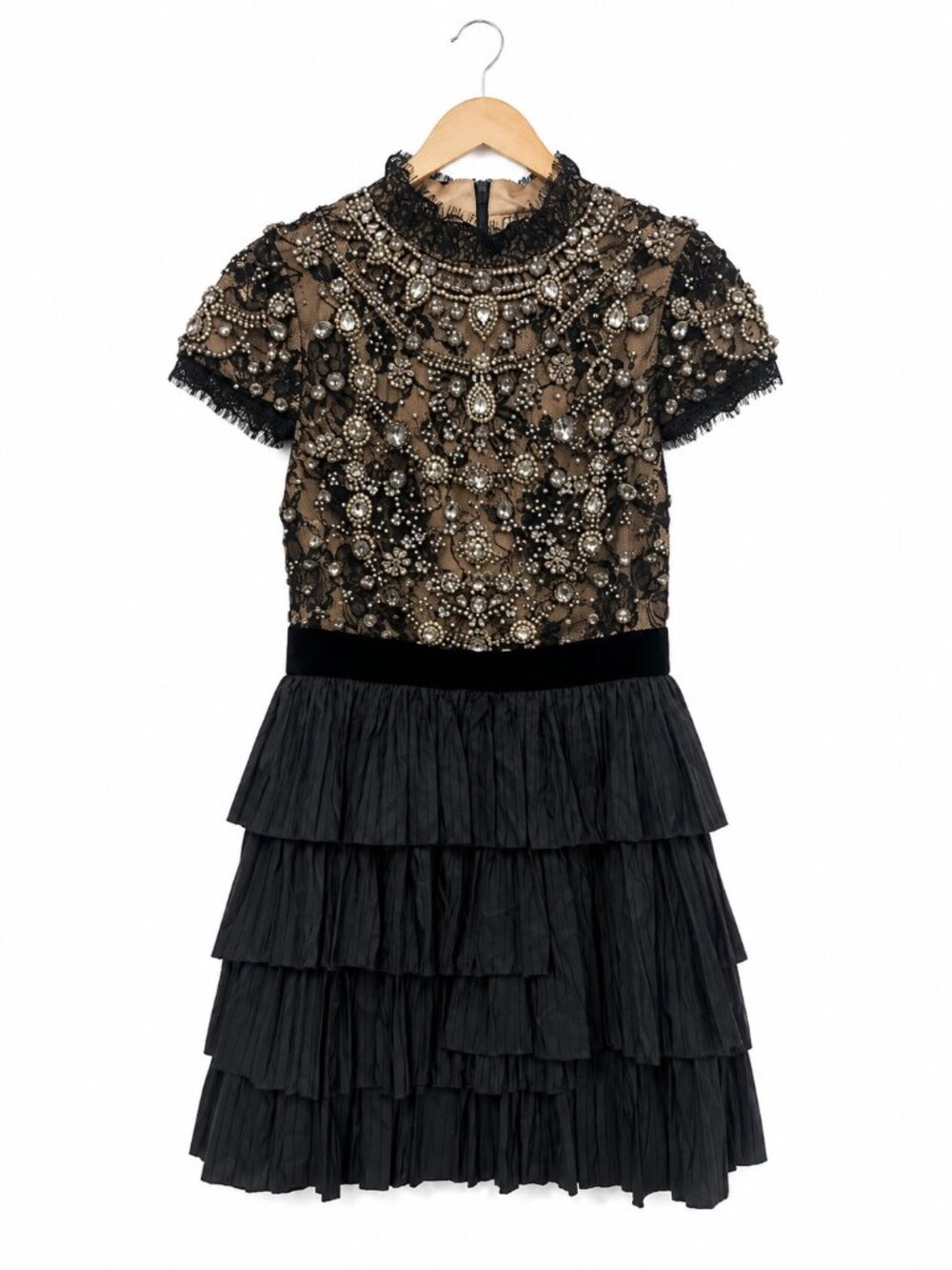 Alice + Olivia Dorian Crystal Embellished Mock Neck Mini Dress Size 4 MSRP $1,15 - Picture 9 of 10